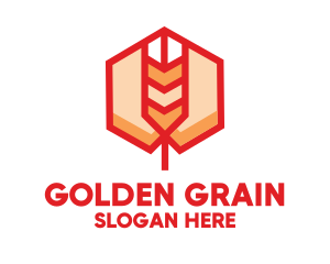 Wheat - Red Wheat Hexagon logo design