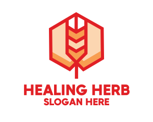 Red Wheat Hexagon logo design