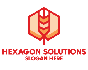 Red Wheat Hexagon logo design