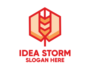 Red Wheat Hexagon logo design