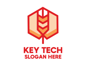 Red Wheat Hexagon logo design