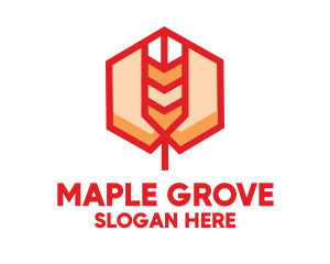 Red Wheat Hexagon logo design