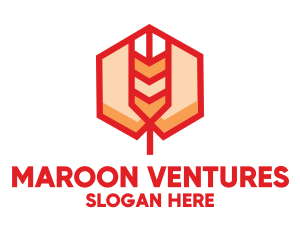 Red Wheat Hexagon logo design