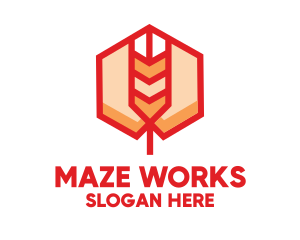 Red Wheat Hexagon logo design