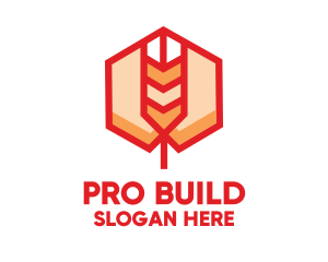 Red Wheat Hexagon logo design