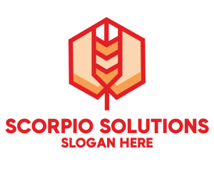 Red Wheat Hexagon logo design