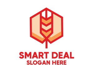 Red Wheat Hexagon logo design