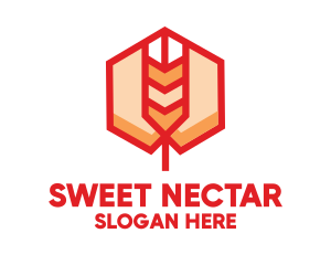 Red Wheat Hexagon logo design