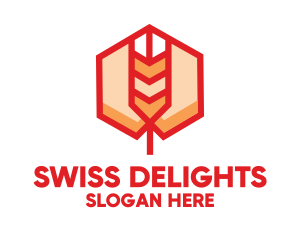 Red Wheat Hexagon logo design