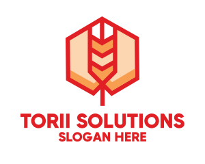 Red Wheat Hexagon logo design