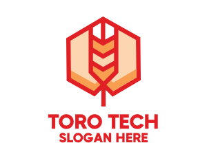 Red Wheat Hexagon logo design