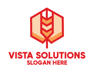 Red Wheat Hexagon logo design