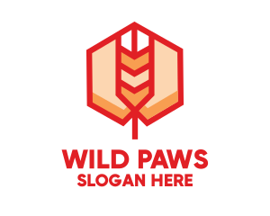 Red Wheat Hexagon logo design