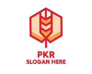 Red Wheat Hexagon logo design