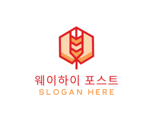 Red Wheat Hexagon logo design