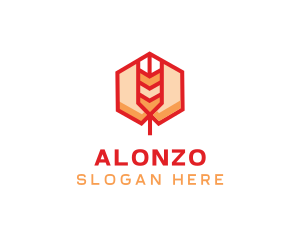 Red Wheat Hexagon logo design