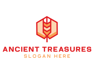 Red Wheat Hexagon logo design