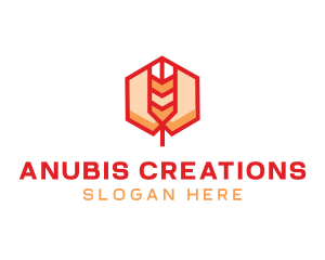 Red Wheat Hexagon logo design