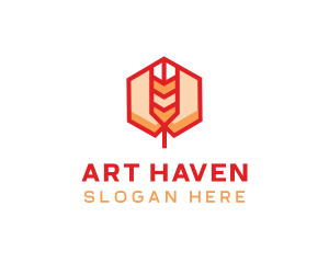 Red Wheat Hexagon logo design