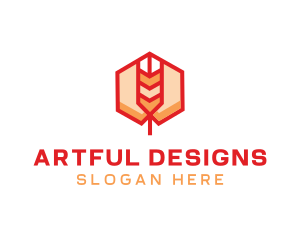 Red Wheat Hexagon logo design