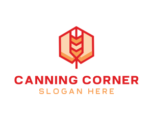 Red Wheat Hexagon logo design