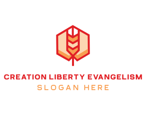 Red Wheat Hexagon logo design