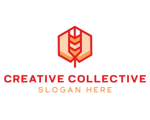 Red Wheat Hexagon logo design