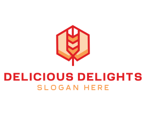 Red Wheat Hexagon logo design