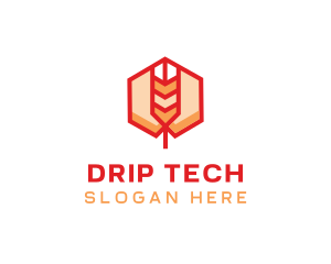 Red Wheat Hexagon logo design