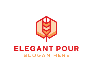 Red Wheat Hexagon logo design