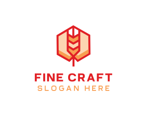 Red Wheat Hexagon logo design