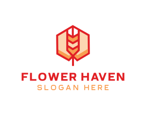 Red Wheat Hexagon logo design