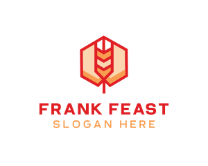 Red Wheat Hexagon logo design