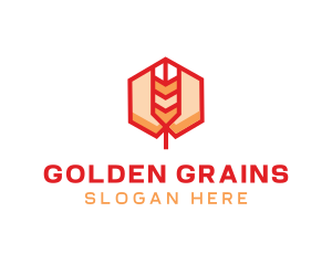 Red Wheat Hexagon logo design