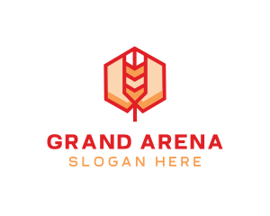 Red Wheat Hexagon logo design