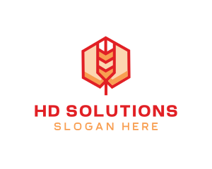 Red Wheat Hexagon logo design