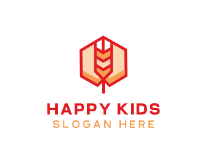 Red Wheat Hexagon logo design