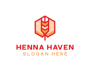 Red Wheat Hexagon logo design