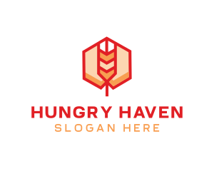 Red Wheat Hexagon logo design