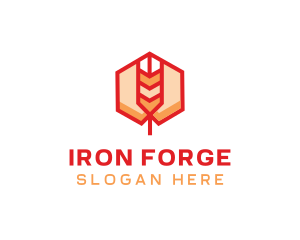 Red Wheat Hexagon logo design