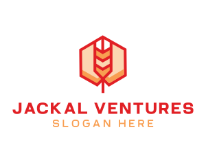 Red Wheat Hexagon logo design