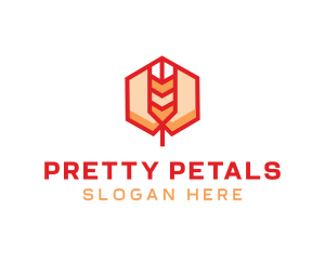 Red Wheat Hexagon logo design