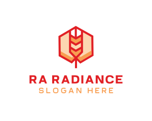 Red Wheat Hexagon logo design