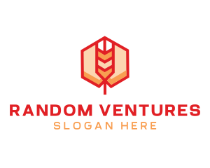 Red Wheat Hexagon logo design