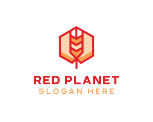 Red Wheat Hexagon logo design