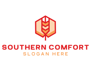 Red Wheat Hexagon logo design