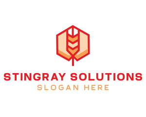 Red Wheat Hexagon logo design