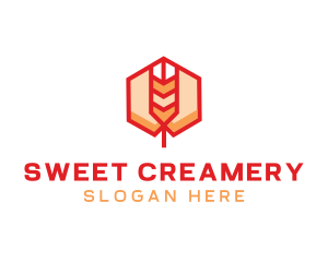 Red Wheat Hexagon logo design