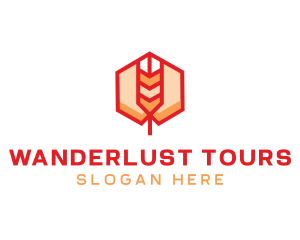 Red Wheat Hexagon logo design