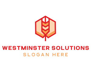 Red Wheat Hexagon logo design